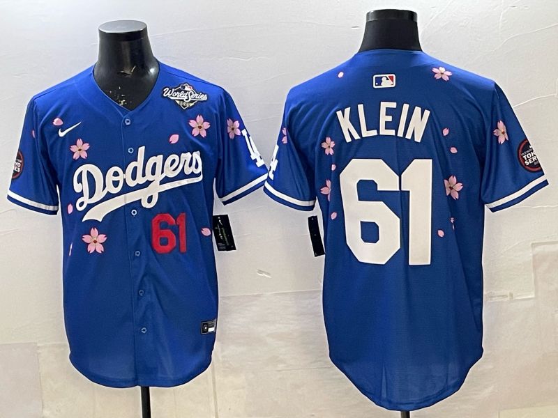 Men 2025 Nike Los Angeles Dodgers #61 Klein Blue Game MLB Jersey 06->los angeles dodgers->MLB Jersey